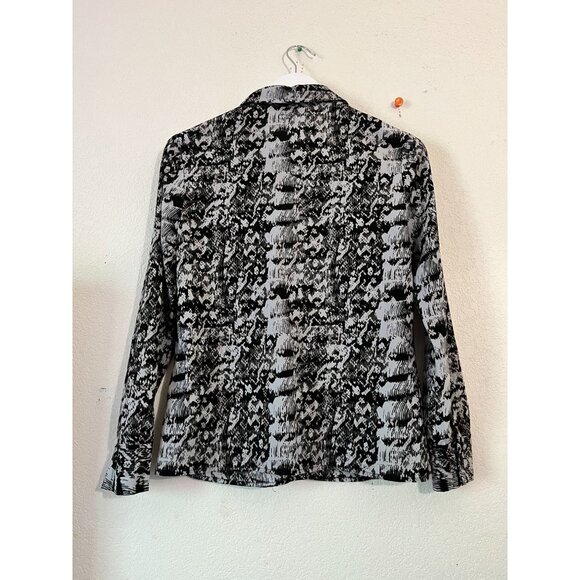 Reiss Womens Black & White Abstract Button-Up Blouse Size 6 Long Sleeve Casual - Picture 3 of 9